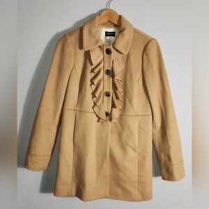 J Crew Pea Wool Coat Taupe Wool Ruffle Minimalist Quite Luxury Womens Size 2